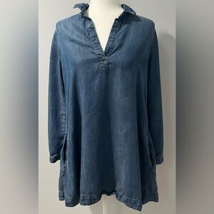 Cloth & Stone Anthropologie‎ Chambray Tunic Pullover Shirt Dress Size Small